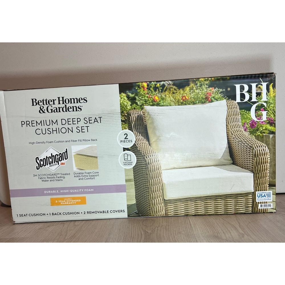 Better Homes & Gardens Deep Seat Cushion Set Beige 2 Piece